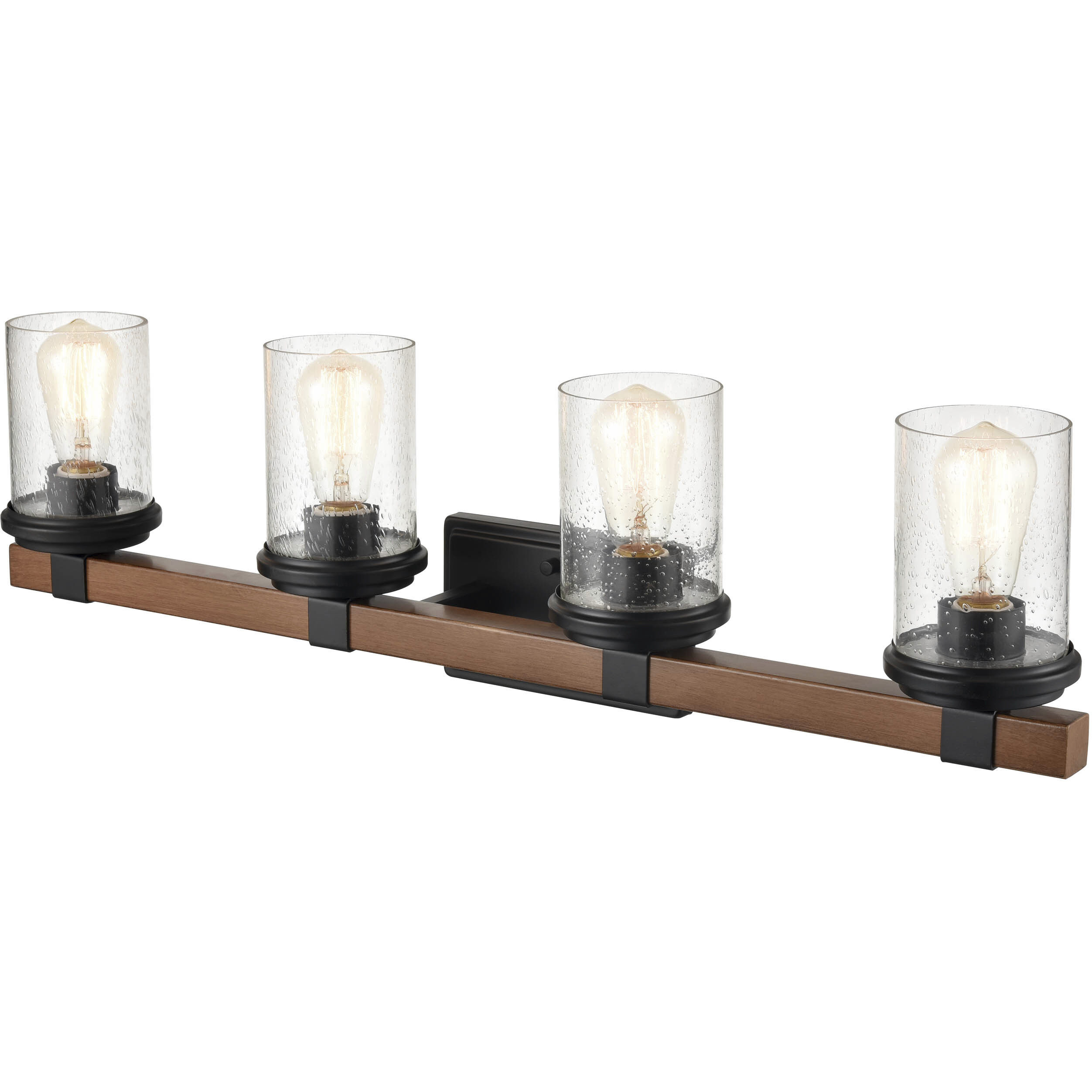 Taos 4 Light 32 inch Matte Black/Wood Grain Bathroom Vanity Light Wall Light